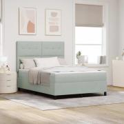 vidaXL Bäddfjäder med madrass med huvudgavel Ljusgrå 140 x 190 cm tyg