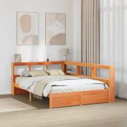 vidaXL Bokhylla Säng 2 pcs Vaxbrun 200 x 160 cm Massiv furu