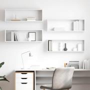 vidaXL Vägghylla kubformad 4 st vit 80x15x26,5 cm konstruerat trä