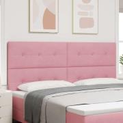 vidaXL LED huvuddyna med LED-ljusslingor Rosa 200 cm Sammet