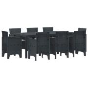 vidaXL Trädgårdsmöbelset 9 pcs Antracit Polypropylen