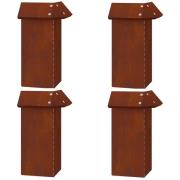 vidaXL Snigelfence 4 pcs Rostig 13,5 x 13,5 x 25 cm