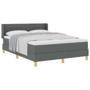 vidaXL Bäddfjäder med madrass med huvudgavel Mörkgrå 200 x 160 cm tyg