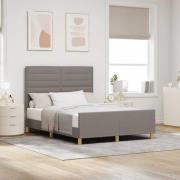 vidaXL Sängram med huvudgavel Taupe 140 x 190 cm tyg