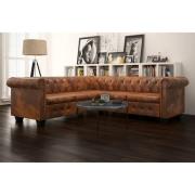 vidaXL Chesterfield 5-sitssoffa konstläder brun