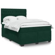 vidaXL Ramsäng med madrass mörkgrön 140x190 cm sammet