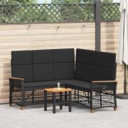 vidaXL Trädgårds fällbar soffgrupp Justerbar Svart 164 x 164 x 112 cm