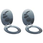 vidaXL Mjukt stängande toalettlock 2 pcs Grå 44 x 38 cm MDF-board