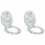 vidaXL Toalettstol 2 pcs Blå och Vit Porslin 44 x 38 cm MDF-board