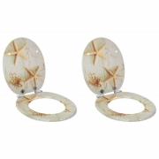 vidaXL Toalettstol 2 pcs Gul och Vit 44 x 38 cm MDF-board