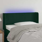 vidaXL Sänggavel LED mörkgrön 83x16x78/88 cm sammet