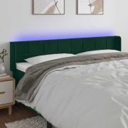 vidaXL Sänggavel LED mörkgrön 163x16x78/88 cm sammet
