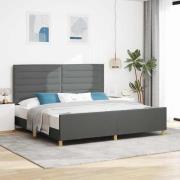 vidaXL Sängram med huvudgavel Mörkgrå 200 x 200 cm tyg