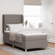 vidaXL Bäddfjäder med madrass med huvudgavel Taupe 200 x 100 cm tyg
