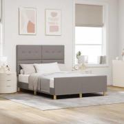 vidaXL Sängram med huvudgavel Taupe 140 x 200 cm tyg