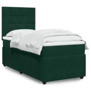 vidaXL Ramsäng med madrass mörkgrön 100x200 cm sammet
