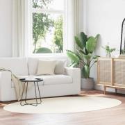 vidaXL Områdesmattor Oval HUARTE Kräm 160 x 230 cm 100% Polyester