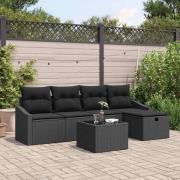 vidaXL Soffset med kudde med lagring 6 pcs Svart konstrotting