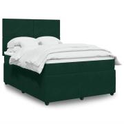 vidaXL Ramsäng med madrass mörkgrön 160x200 cm sammet