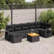 vidaXL Loungegrupp för trädgården med dynor 8 delar svart konstrotting