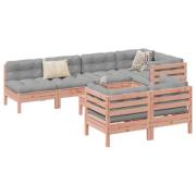 vidaXL Soffgrupp för trädgården med dynor 8 delar massiv douglasgran