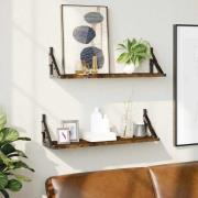 vidaXL Vägghyllor 2 st rökfärgad ek 60x15x15,5 cm