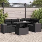 vidaXL Loungegrupp med dynor 6 delar svart konstrotting
