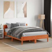 vidaXL Sängram utan madrass vaxbrun 120x190 cm massiv furu