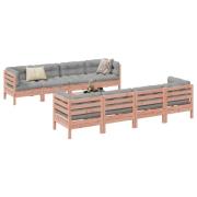 vidaXL Soffgrupp för trädgården med dynor 9 delar massiv douglasgran