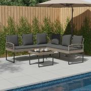 vidaXL Trädgårdsoffset med kudde 2 pcs Grå Poly Rattan och stål