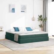 vidaXL Förvaringssäng med madrass Mörkgrön 180 x 200 cm Sammet