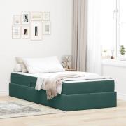 vidaXL Förvaringssäng med madrass Mörkgrön 90 x 190 cm Sammet