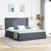 vidaXL Förvaringssäng med madrass Mörkgrå 200 x 200 cm Sammet