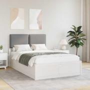 vidaXL Sängram med Klädd Huvudgavel Ljusgrå 120 x 190 cm Massiv furu