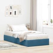 vidaXL Förvaringssäng med huvudgavel Mörkblå 90 x 200 cm Sammet