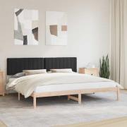 vidaXL Sängram med Klädd Huvudgavel Svart 200 x 200 cm Massivt furu