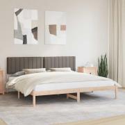 vidaXL Sängram med Klädd Huvudgavel Taupe 200 x 200 cm Massivt furu