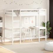 vidaXL Våningssäng med skrivbord vit 90x190 cm massiv furu