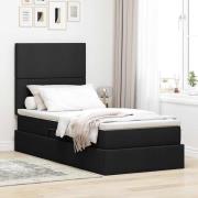 vidaXL Förvaringssäng med LED med madrass Svart 90 x 200 cm Polyester