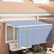 vidaXL Utfällbar markis Blå och Vit 300 x 200 cm