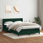 vidaXL Ramsäng med madrass mörkgrön 160x210 cm sammet