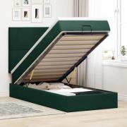 vidaXL Ottoman sängram med madrasser mörkgrön 90x190 cm sammet
