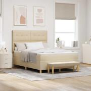 vidaXL Bäddfjäder med madrass med huvudgavel Kräm 140 x 200 cm tyg