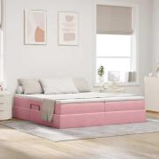 vidaXL Förvaringssäng med madrass med madrass Rosa 200 x 200 cm Sammet