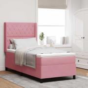 vidaXL Bäddfjäder med madrass med led Rosa 100 x 200 cm Sammet