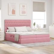 vidaXL Förvaringssäng med madrass med lagring Rosa 200 x 200 cm Sammet
