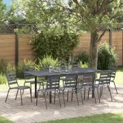 vidaXL Trädgårdsmöbelset 11 pcs Antracit Pulverlackerad stål