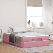 vidaXL Sängram med madrass 2 pcs Rosa Sammet