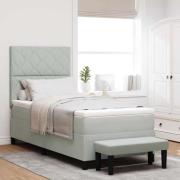 vidaXL Bäddfjäder med madrass Ljusgrå 90 x 190 cm Sammet