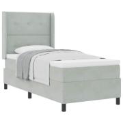 vidaXL Bäddfjäder med madrass Ljusgrå 90 x 190 cm Sammet